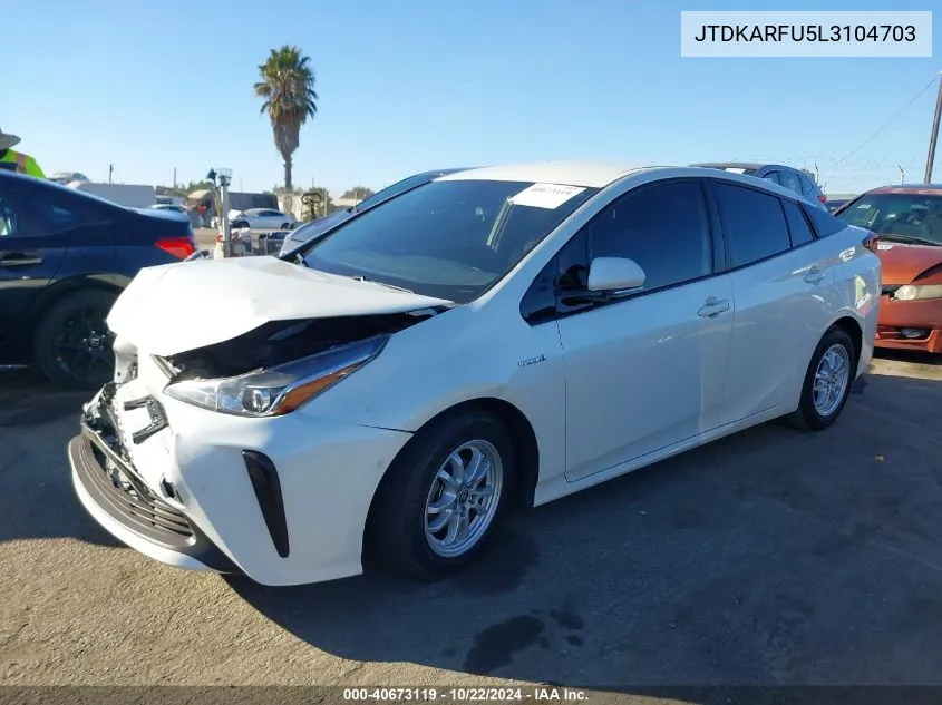 2020 Toyota Prius Le VIN: JTDKARFU5L3104703 Lot: 40673119