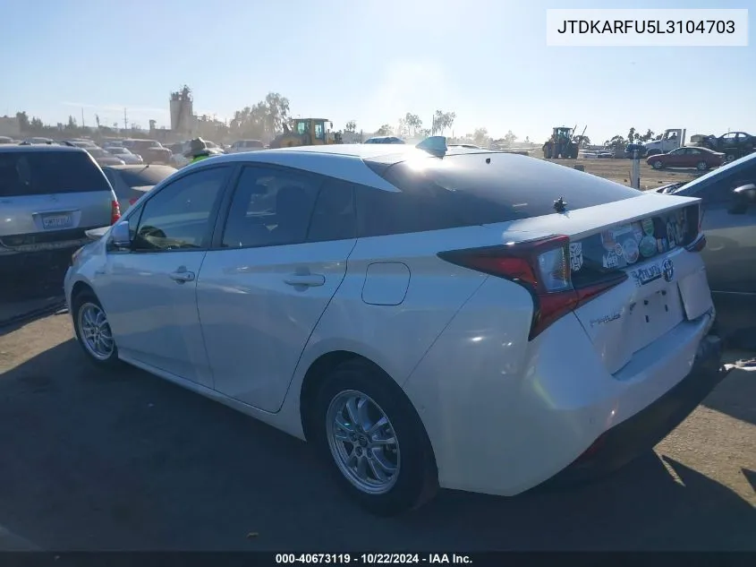 2020 Toyota Prius Le VIN: JTDKARFU5L3104703 Lot: 40673119