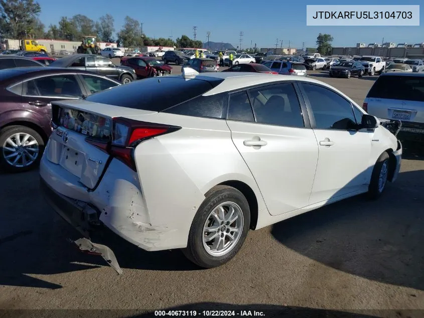 2020 Toyota Prius Le VIN: JTDKARFU5L3104703 Lot: 40673119