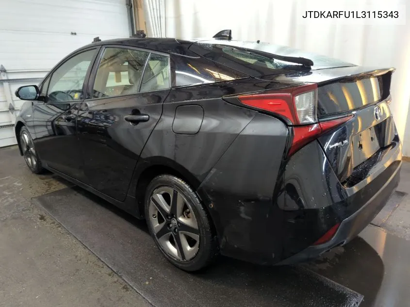 2020 Toyota Prius Xle VIN: JTDKARFU1L3115343 Lot: 40673502