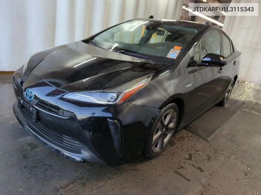 2020 Toyota Prius Xle VIN: JTDKARFU1L3115343 Lot: 40673502