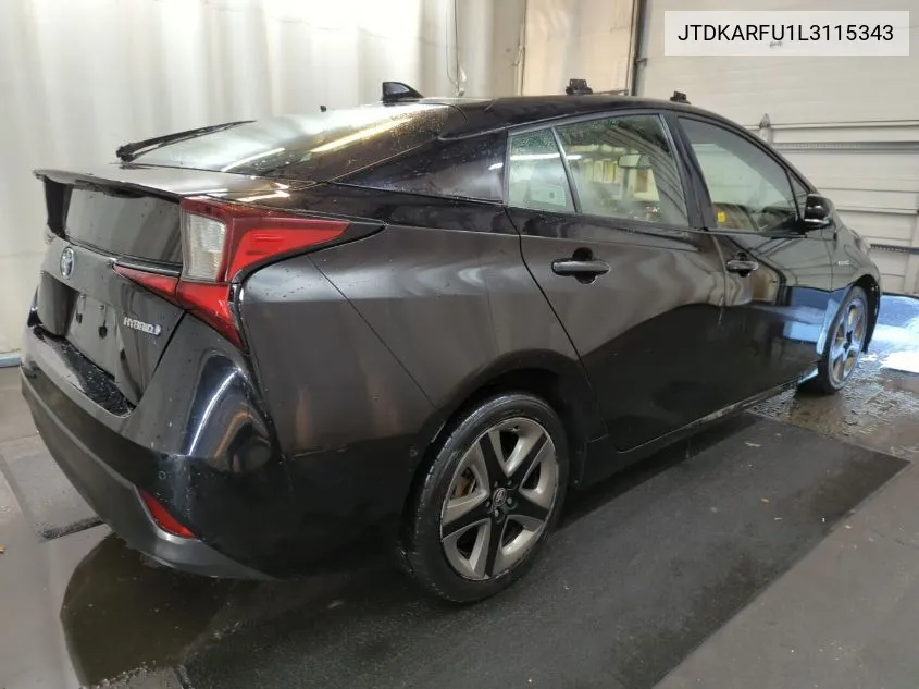 2020 Toyota Prius Xle VIN: JTDKARFU1L3115343 Lot: 40673502