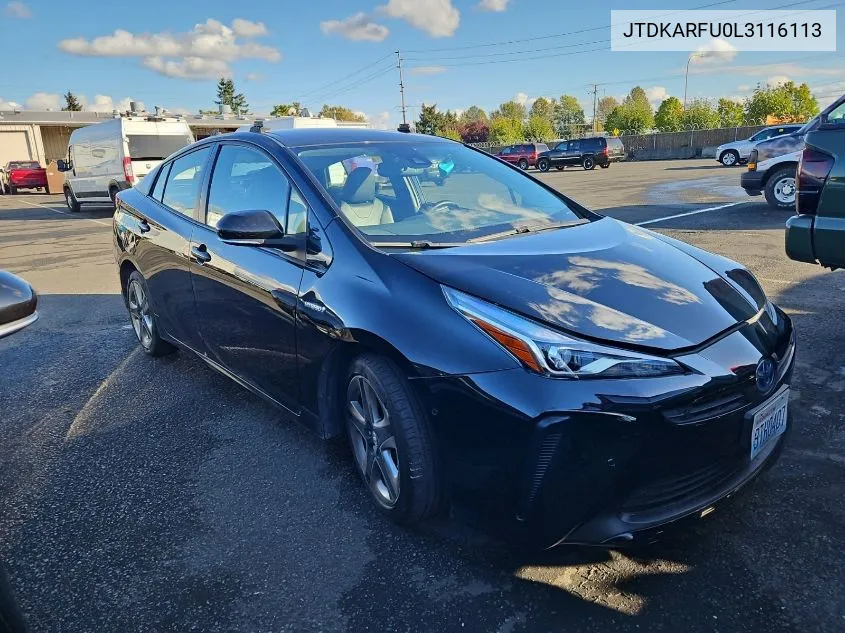 2020 Toyota Prius Xle VIN: JTDKARFU0L3116113 Lot: 40697032