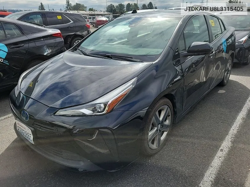 2020 Toyota Prius Xle VIN: JTDKARFU8L3115405 Lot: 40697098