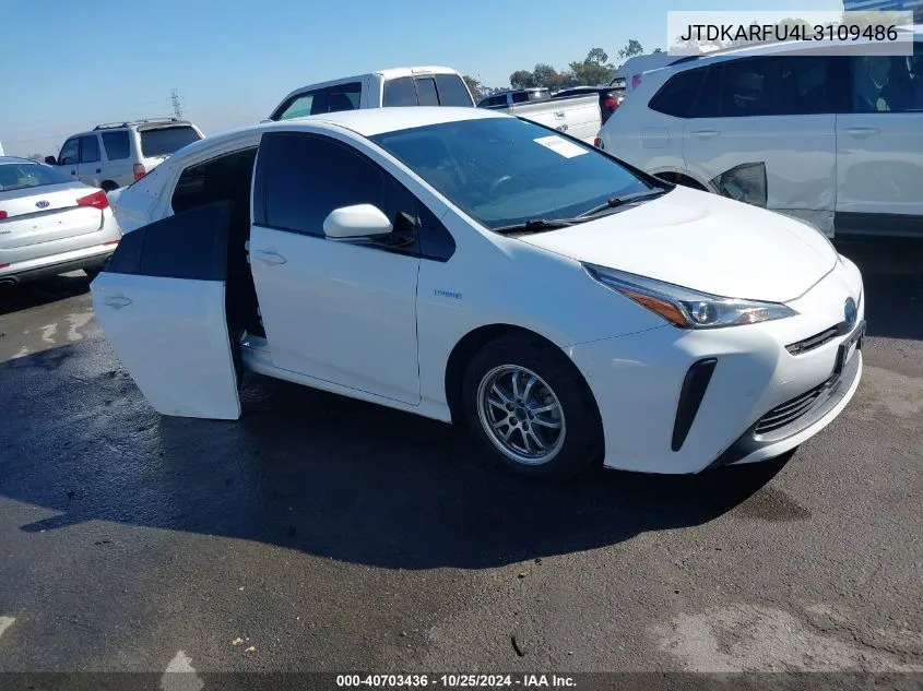 2020 Toyota Prius Le VIN: JTDKARFU4L3109486 Lot: 40703436