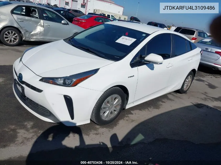 2020 Toyota Prius Le VIN: JTDKARFU4L3109486 Lot: 40703436