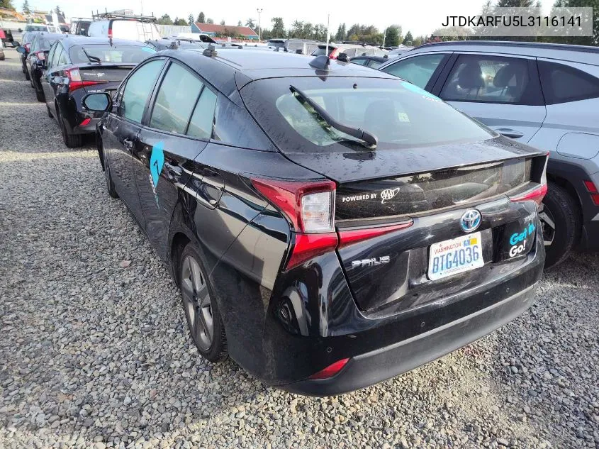 2020 Toyota Prius Xle VIN: JTDKARFU5L3116141 Lot: 40733483