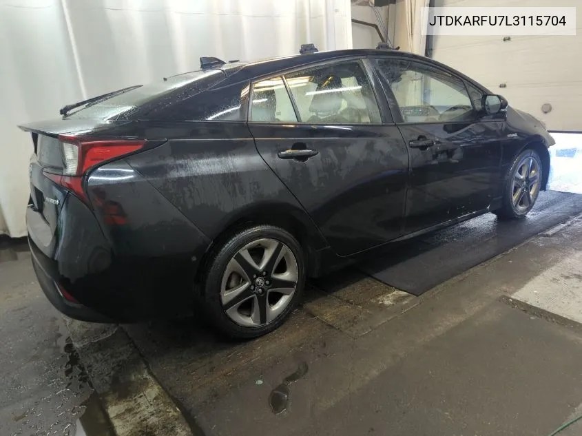 2020 Toyota Prius Xle VIN: JTDKARFU7L3115704 Lot: 40733486