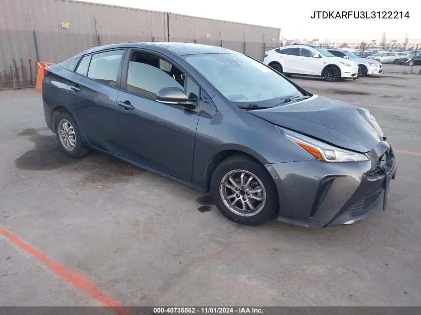 2020 Toyota Prius Le VIN: JTDKARFU3L3122214 Lot: 40735562