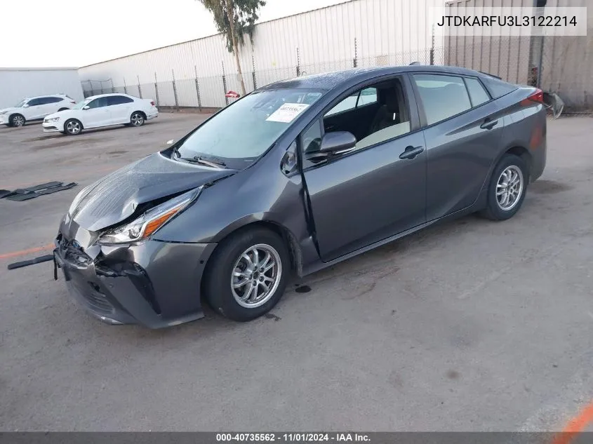 2020 Toyota Prius Le VIN: JTDKARFU3L3122214 Lot: 40735562