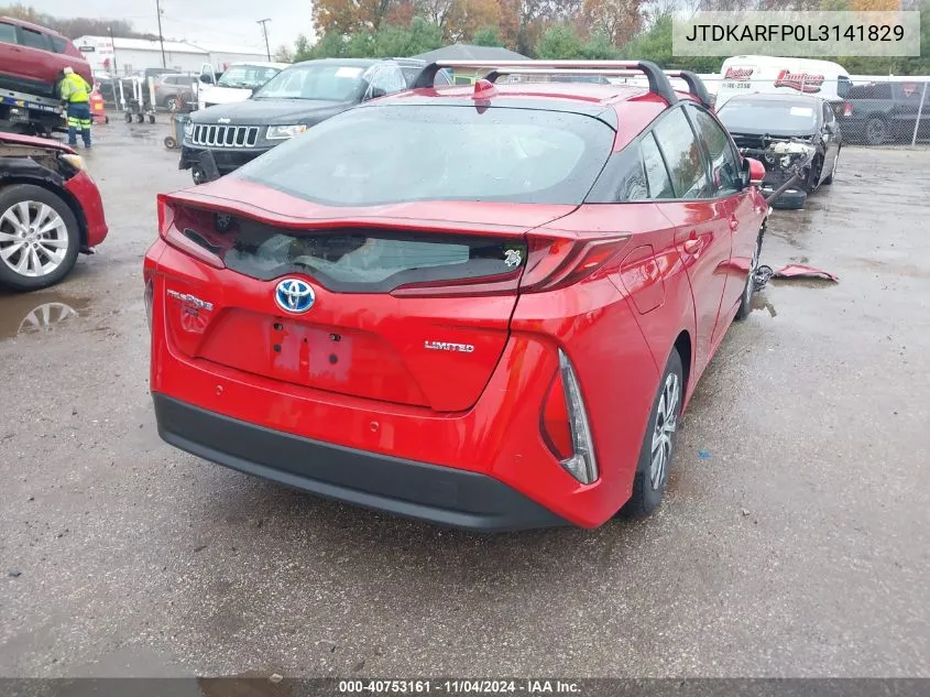 2020 Toyota Prius Prime Limited VIN: JTDKARFP0L3141829 Lot: 40753161