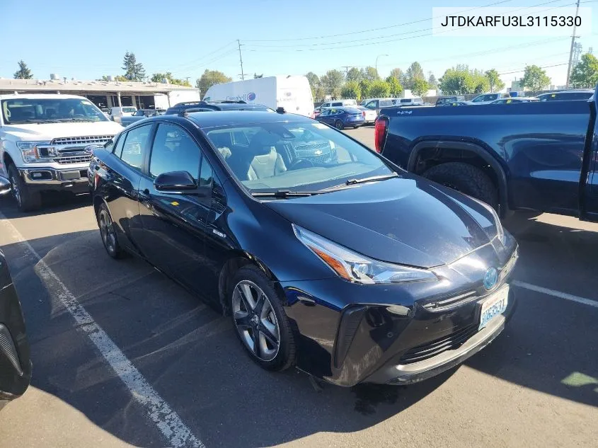 2020 Toyota Prius Xle VIN: JTDKARFU3L3115330 Lot: 40757215