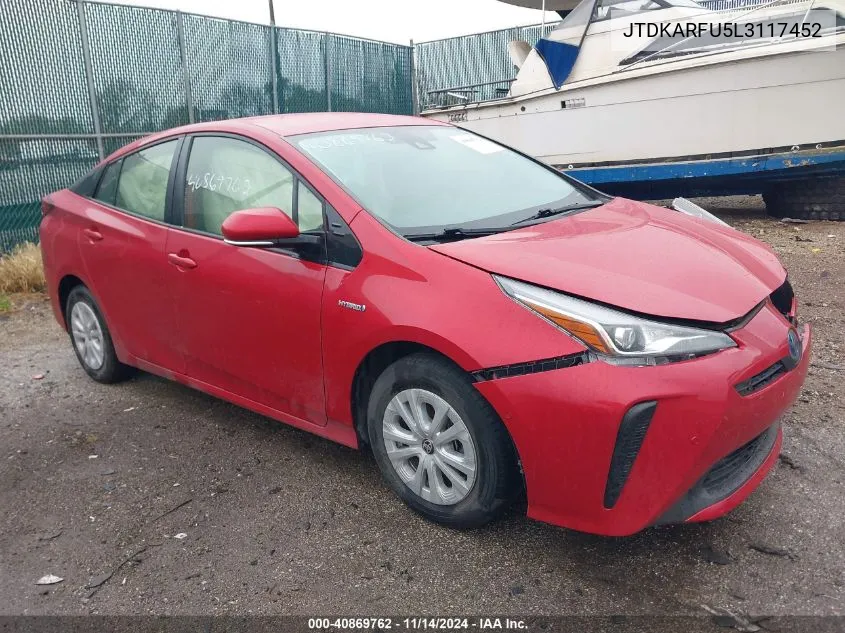 2020 Toyota Prius Le VIN: JTDKARFU5L3117452 Lot: 40869762