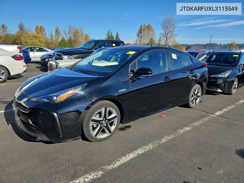 2020 Toyota Prius Xle VIN: JTDKARFUXL3115549 Lot: 40935755