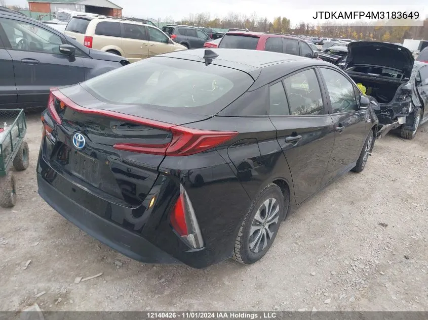 2021 Toyota Prius Prime Le/Xle/Limited VIN: JTDKAMFP4M3183649 Lot: 12140426