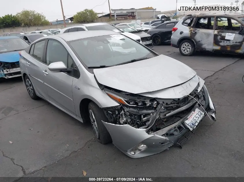 2021 Toyota Prius Prime Limited VIN: JTDKAMFP0M3189366 Lot: 39723264