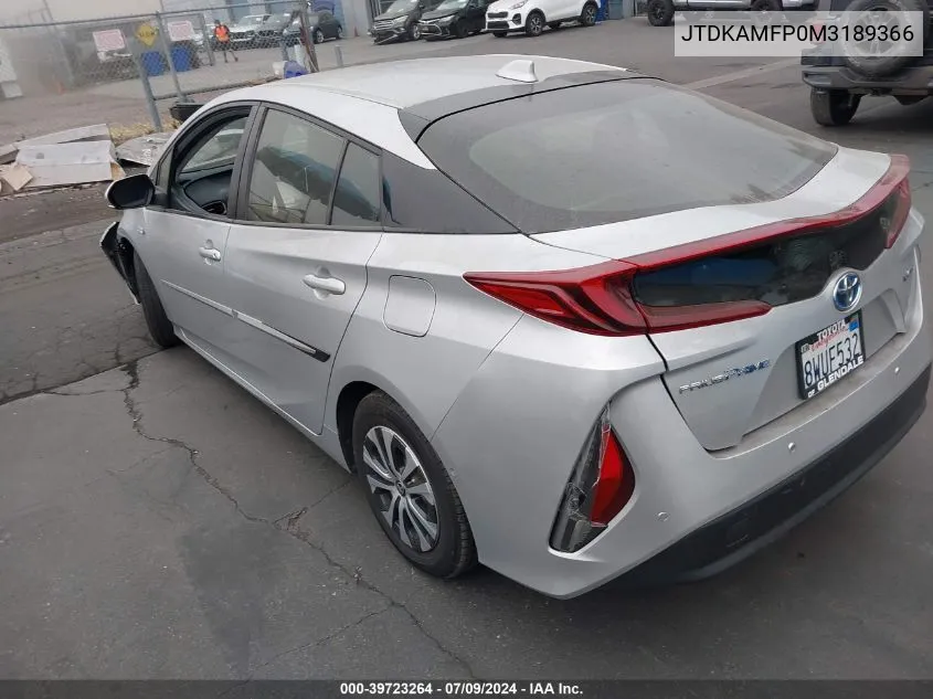 2021 Toyota Prius Prime Limited VIN: JTDKAMFP0M3189366 Lot: 39723264