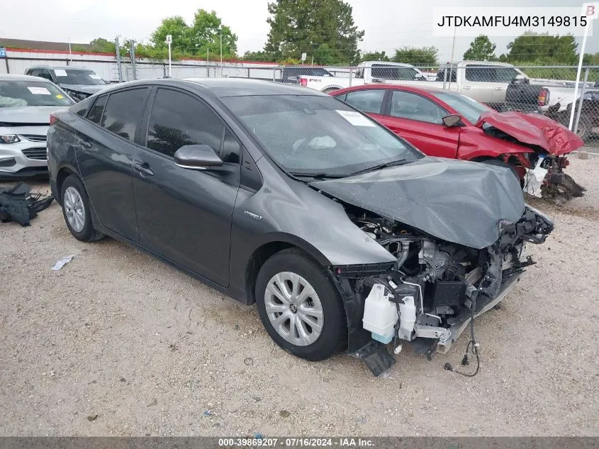 JTDKAMFU4M3149815 2021 Toyota Prius Le