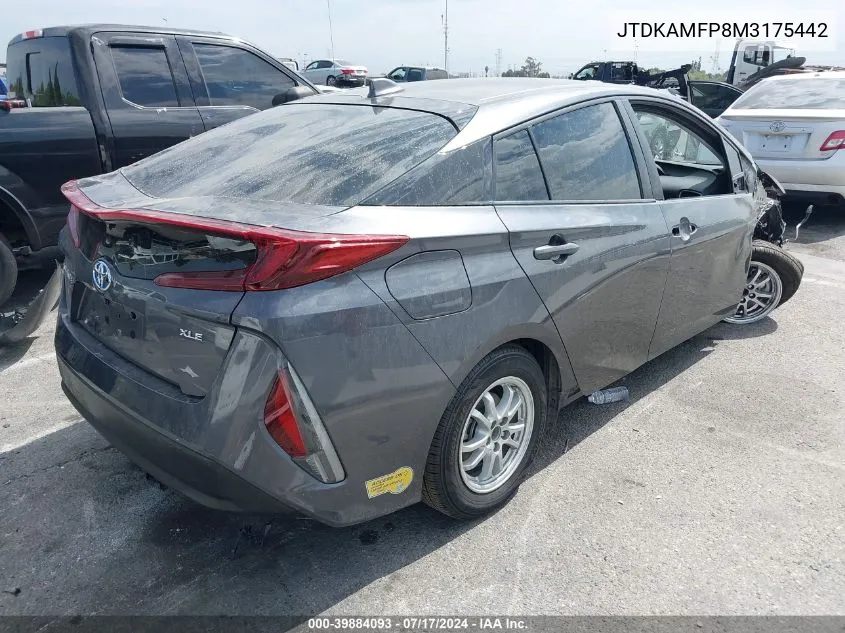 2021 Toyota Prius Prime Xle VIN: JTDKAMFP8M3175442 Lot: 39884093