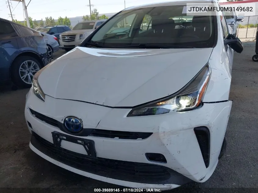 2021 Toyota Prius Le VIN: JTDKAMFU0M3149682 Lot: 39889145