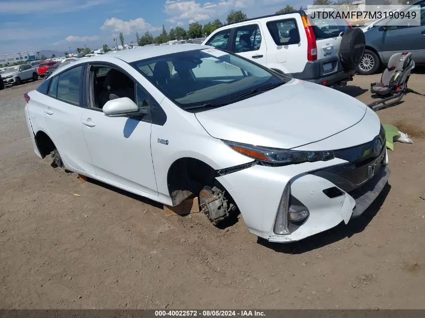 2021 Toyota Prius Prime Limited VIN: JTDKAMFP7M3190949 Lot: 40022572