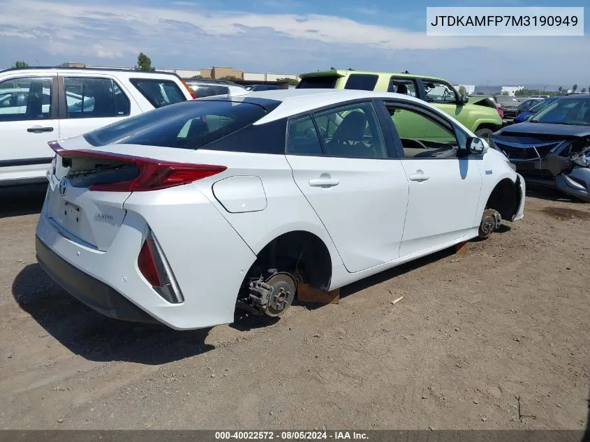 2021 Toyota Prius Prime Limited VIN: JTDKAMFP7M3190949 Lot: 40022572