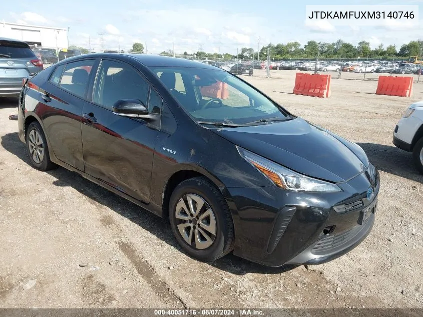 2021 Toyota Prius L Eco VIN: JTDKAMFUXM3140746 Lot: 40051716