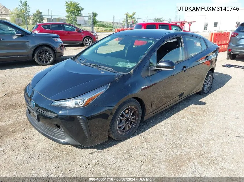 2021 Toyota Prius L Eco VIN: JTDKAMFUXM3140746 Lot: 40051716