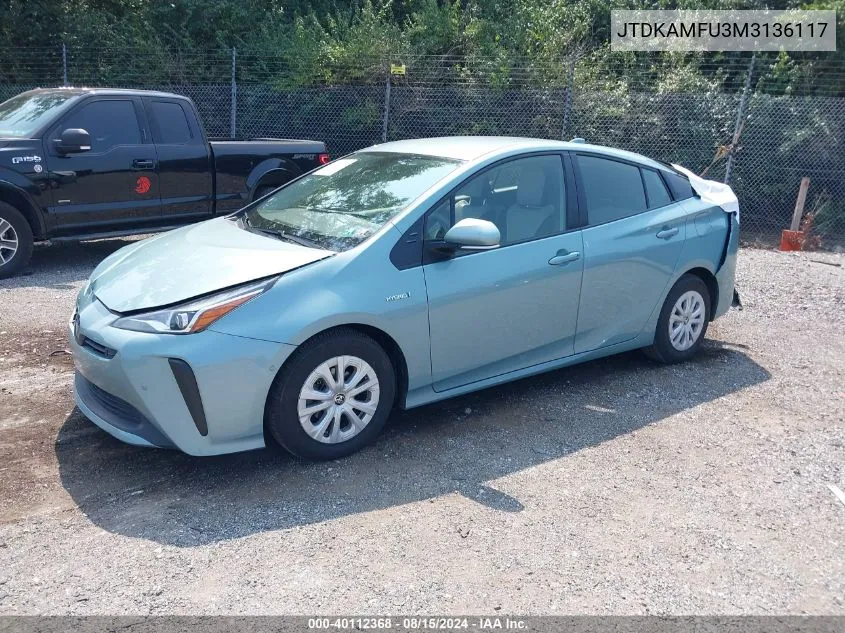 JTDKAMFU3M3136117 2021 Toyota Prius Le