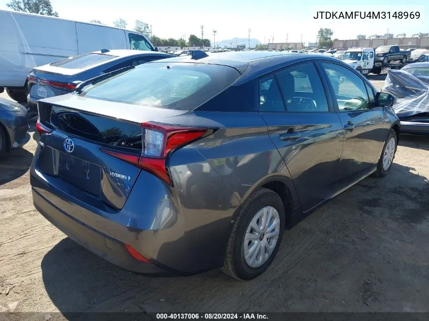 2021 Toyota Prius Le VIN: JTDKAMFU4M3148969 Lot: 40137006