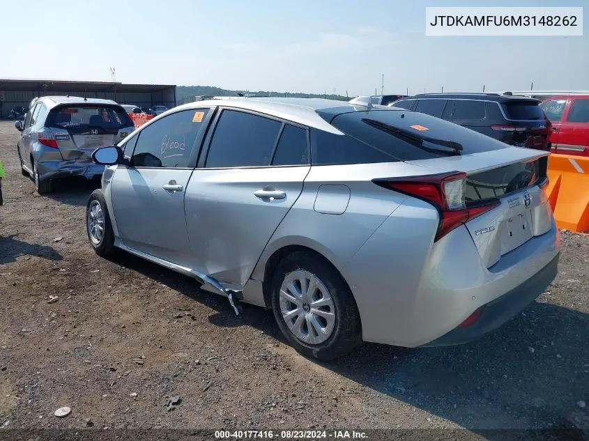 JTDKAMFU6M3148262 2021 Toyota Prius Le