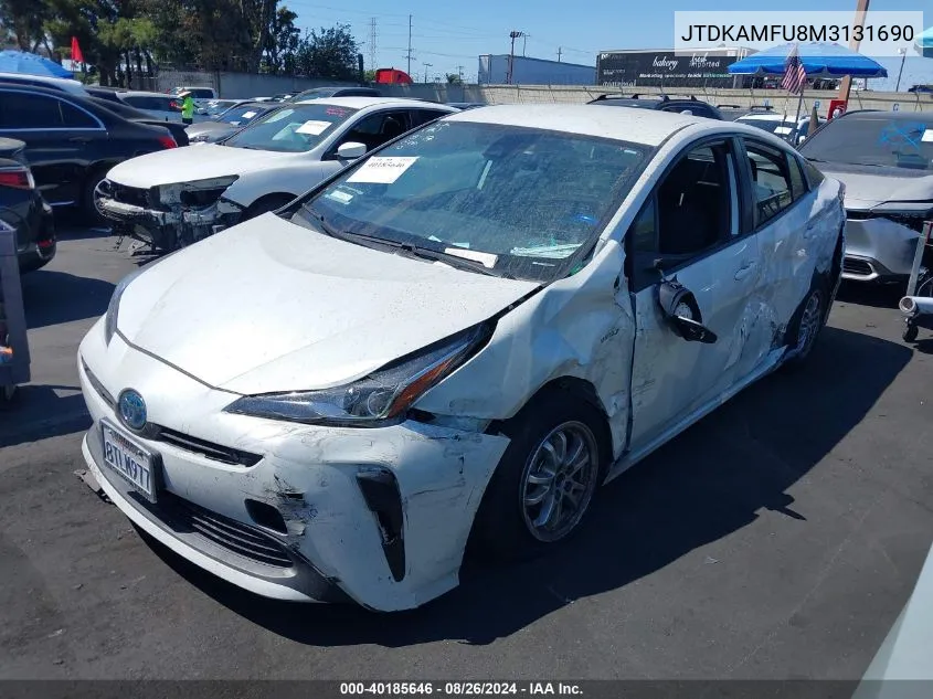 2021 Toyota Prius Le VIN: JTDKAMFU8M3131690 Lot: 40185646