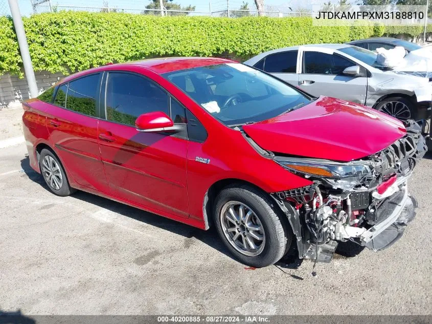 2021 Toyota Prius Prime Xle VIN: JTDKAMFPXM3188810 Lot: 40200885