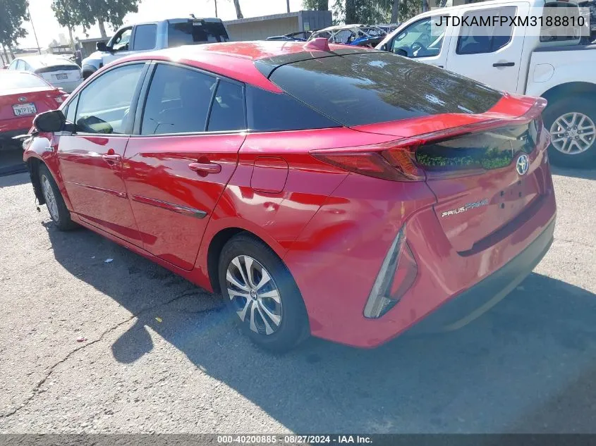 2021 Toyota Prius Prime Xle VIN: JTDKAMFPXM3188810 Lot: 40200885