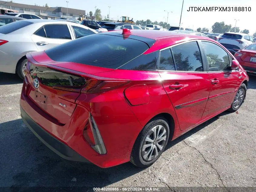 2021 Toyota Prius Prime Xle VIN: JTDKAMFPXM3188810 Lot: 40200885