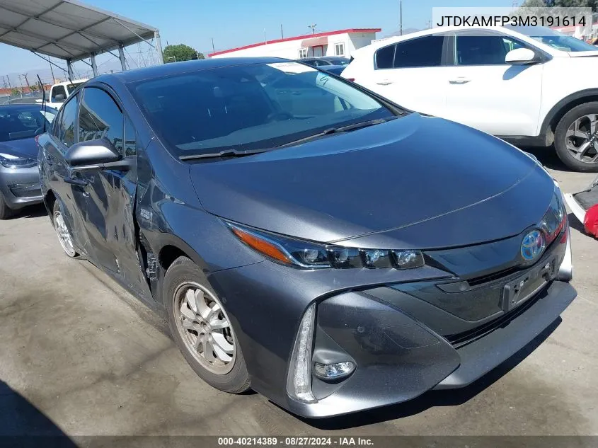 2021 Toyota Prius Prime Limited VIN: JTDKAMFP3M3191614 Lot: 40214389