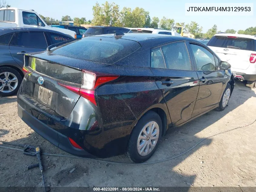 2021 Toyota Prius Le VIN: JTDKAMFU4M3129953 Lot: 40232091