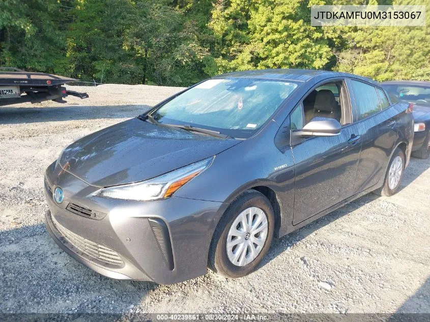 JTDKAMFU0M3153067 2021 Toyota Prius Le