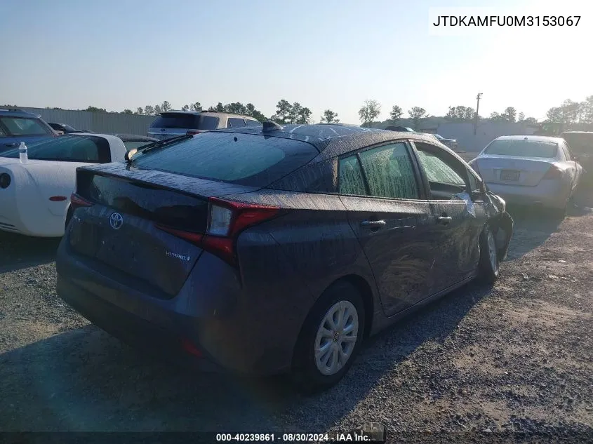 JTDKAMFU0M3153067 2021 Toyota Prius Le