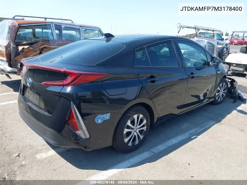 2021 Toyota Prius Prime Le VIN: JTDKAMFP7M3178400 Lot: 40276145