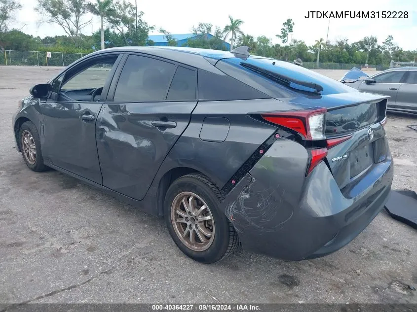 JTDKAMFU4M3152228 2021 Toyota Prius Le