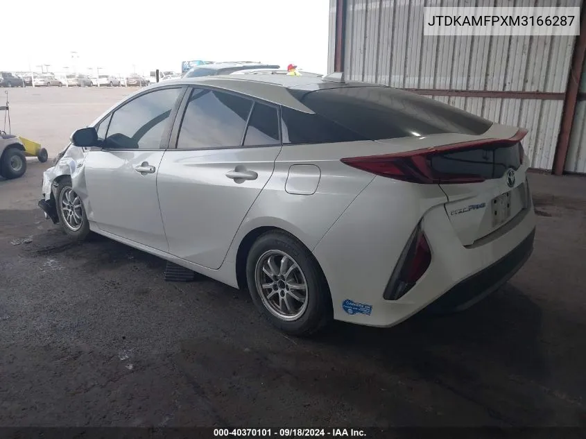 2021 Toyota Prius Prime Xle VIN: JTDKAMFPXM3166287 Lot: 40370101