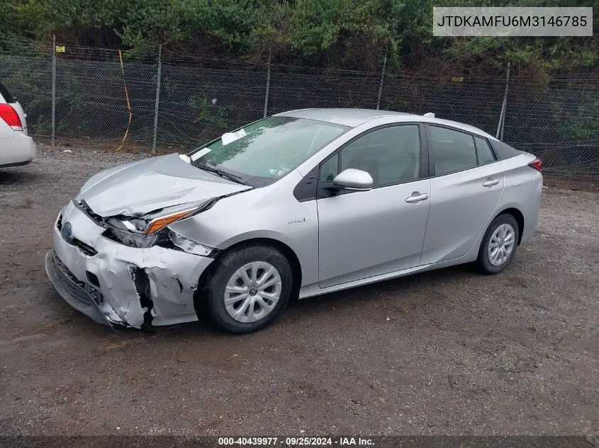 JTDKAMFU6M3146785 2021 Toyota Prius L Eco