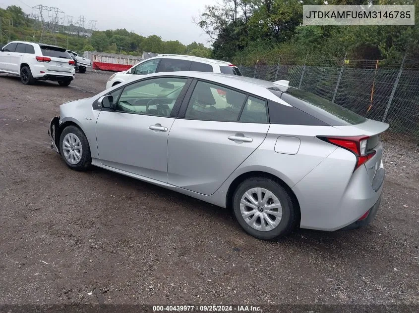 JTDKAMFU6M3146785 2021 Toyota Prius L Eco