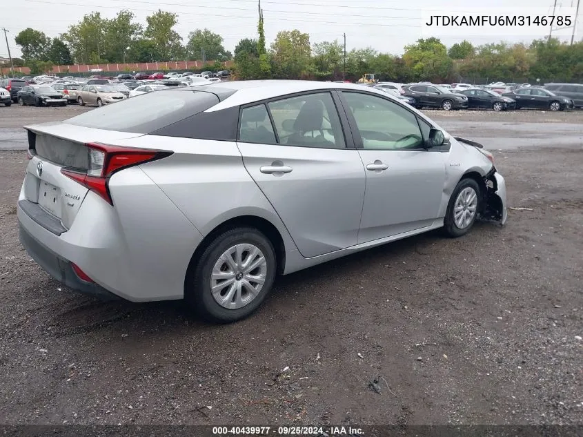 JTDKAMFU6M3146785 2021 Toyota Prius L Eco