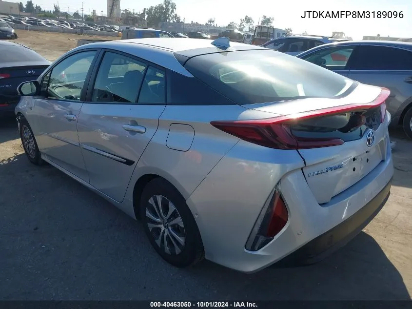 2021 Toyota Prius Prime Limited VIN: JTDKAMFP8M3189096 Lot: 40463050