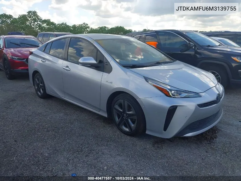 2021 Toyota Prius Limited VIN: JTDKAMFU6M3139755 Lot: 40477557