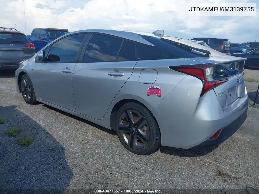 2021 Toyota Prius Limited VIN: JTDKAMFU6M3139755 Lot: 40477557