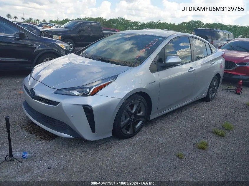 2021 Toyota Prius Limited VIN: JTDKAMFU6M3139755 Lot: 40477557