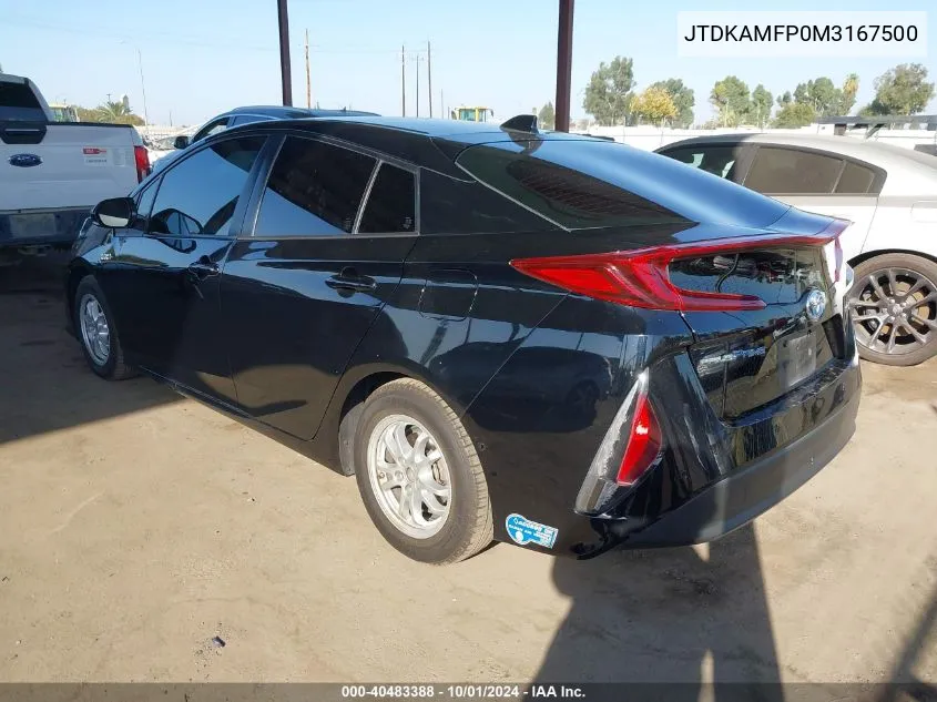 2021 Toyota Prius Prime Limited VIN: JTDKAMFP0M3167500 Lot: 40483388